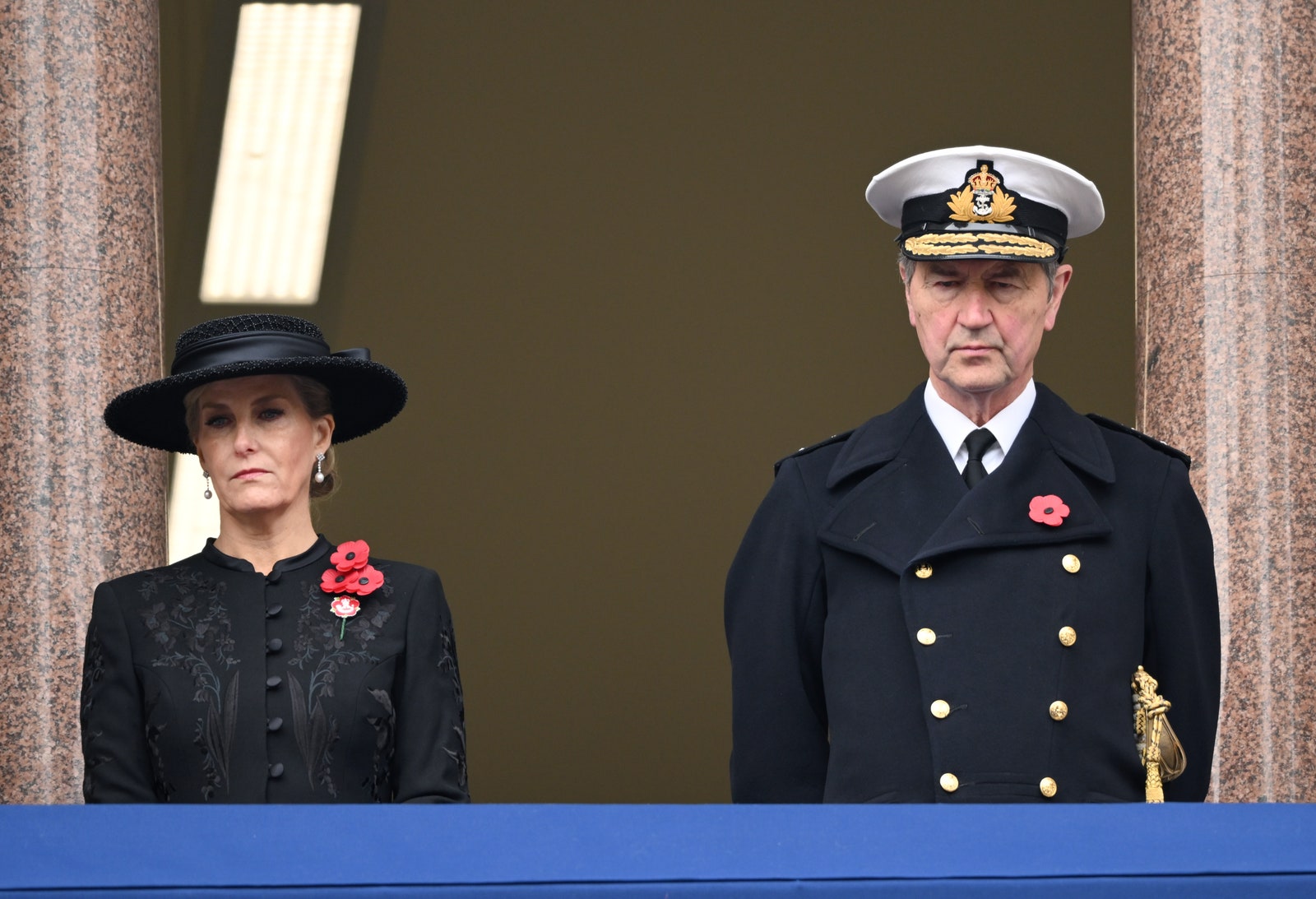 Sophie duchesse d'Édimbourg et le vice-amiral Sir Timothy Laurence lors du service national du souvenir au...