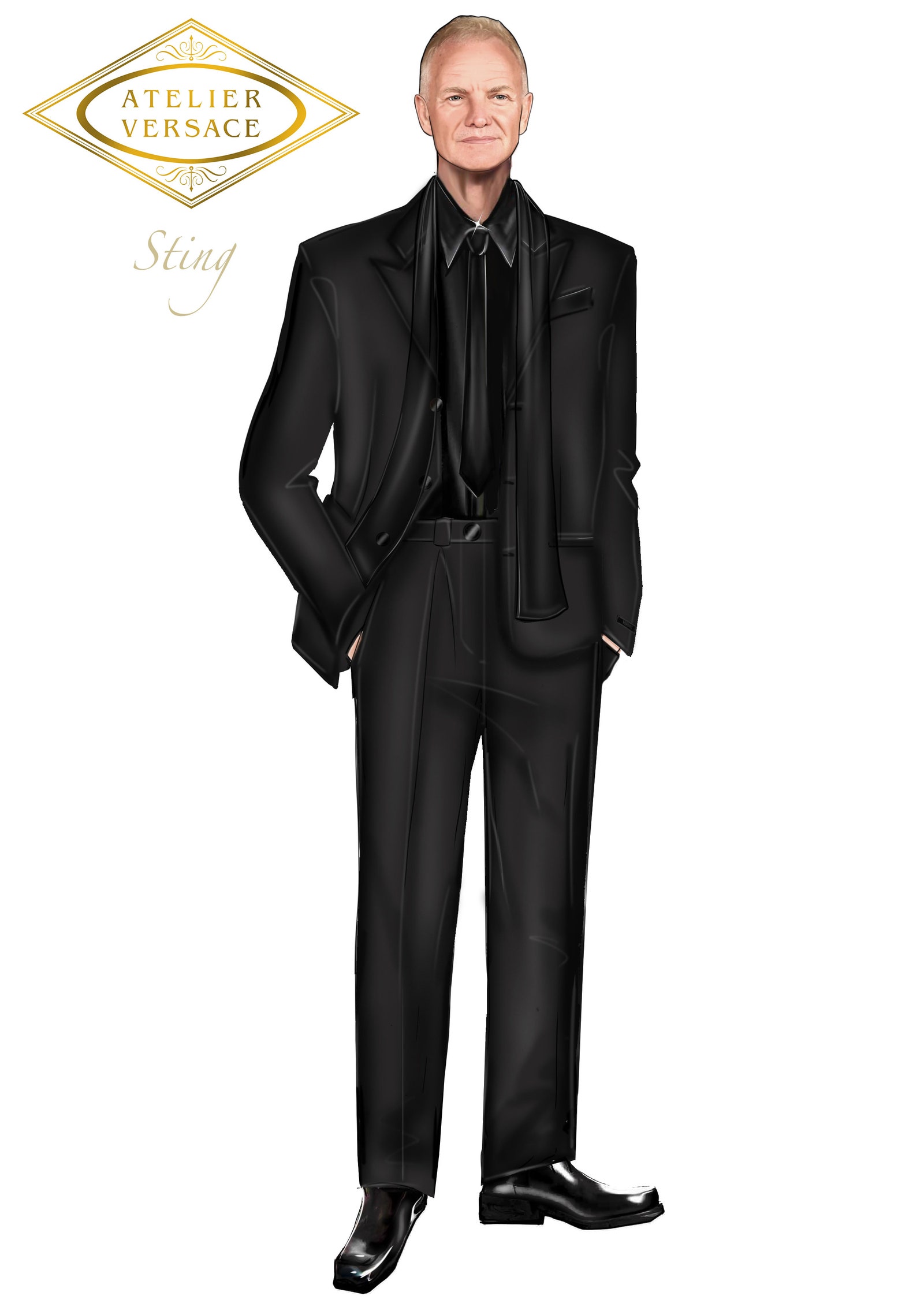L'image peut contenir des vêtements Sting, une tenue formelle, un costume, un manteau de smoking, une veste pour adulte et une personne.