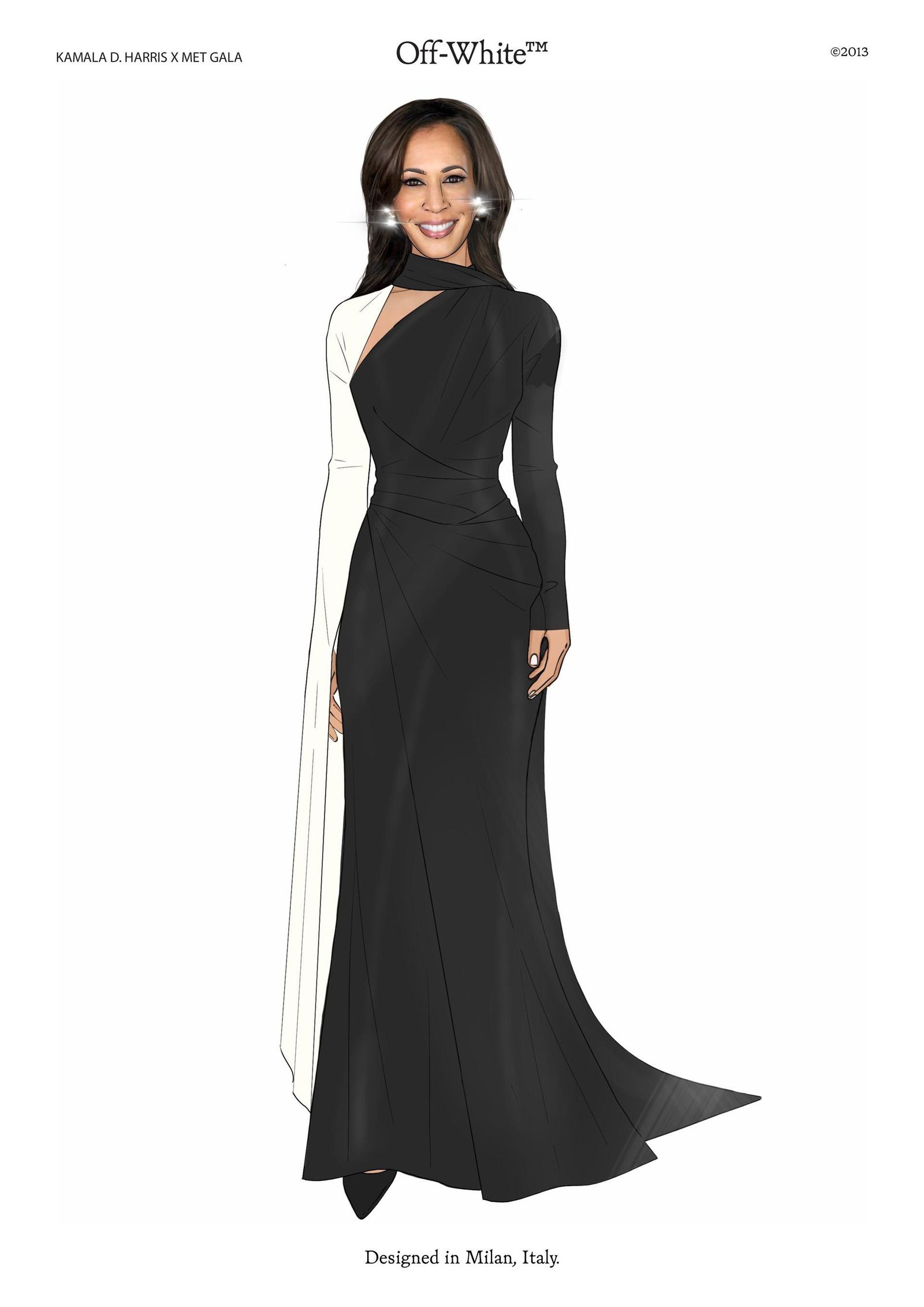 L'image peut contenir la robe de vêtements Kamala Harris Usure formelle