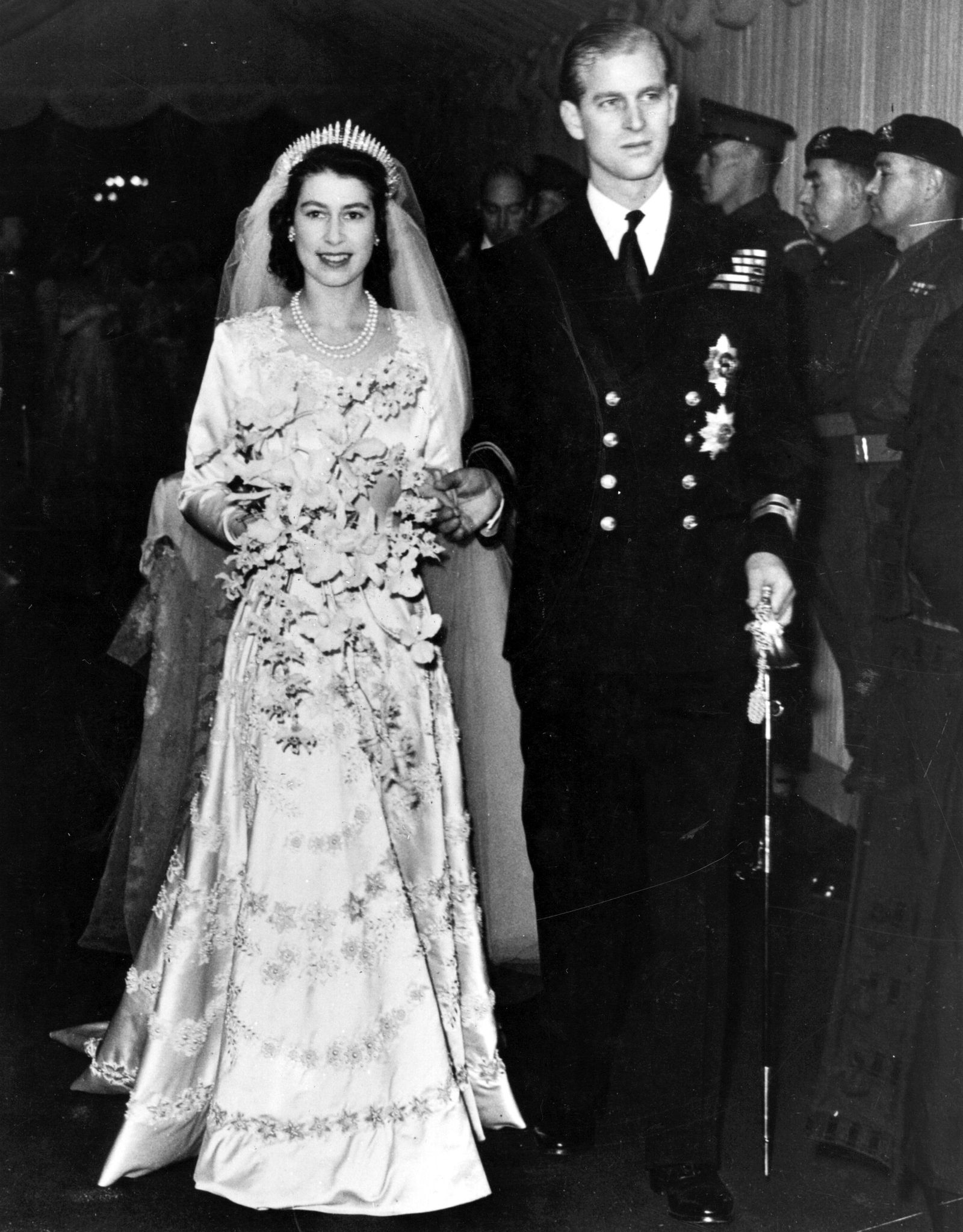 La Princesse Elizabeth et fils Mari Philip Mountbatten Duc d'Édimbourg à l'occasion de Leur Mariage le 20 Novembre 1947.