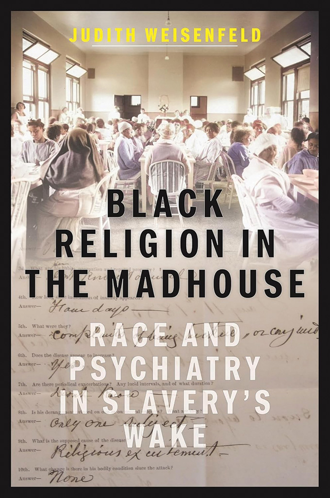 La couverture du livre Black Religion in the Madhouse, montrant des personnes assises à des tables dans une pièce.