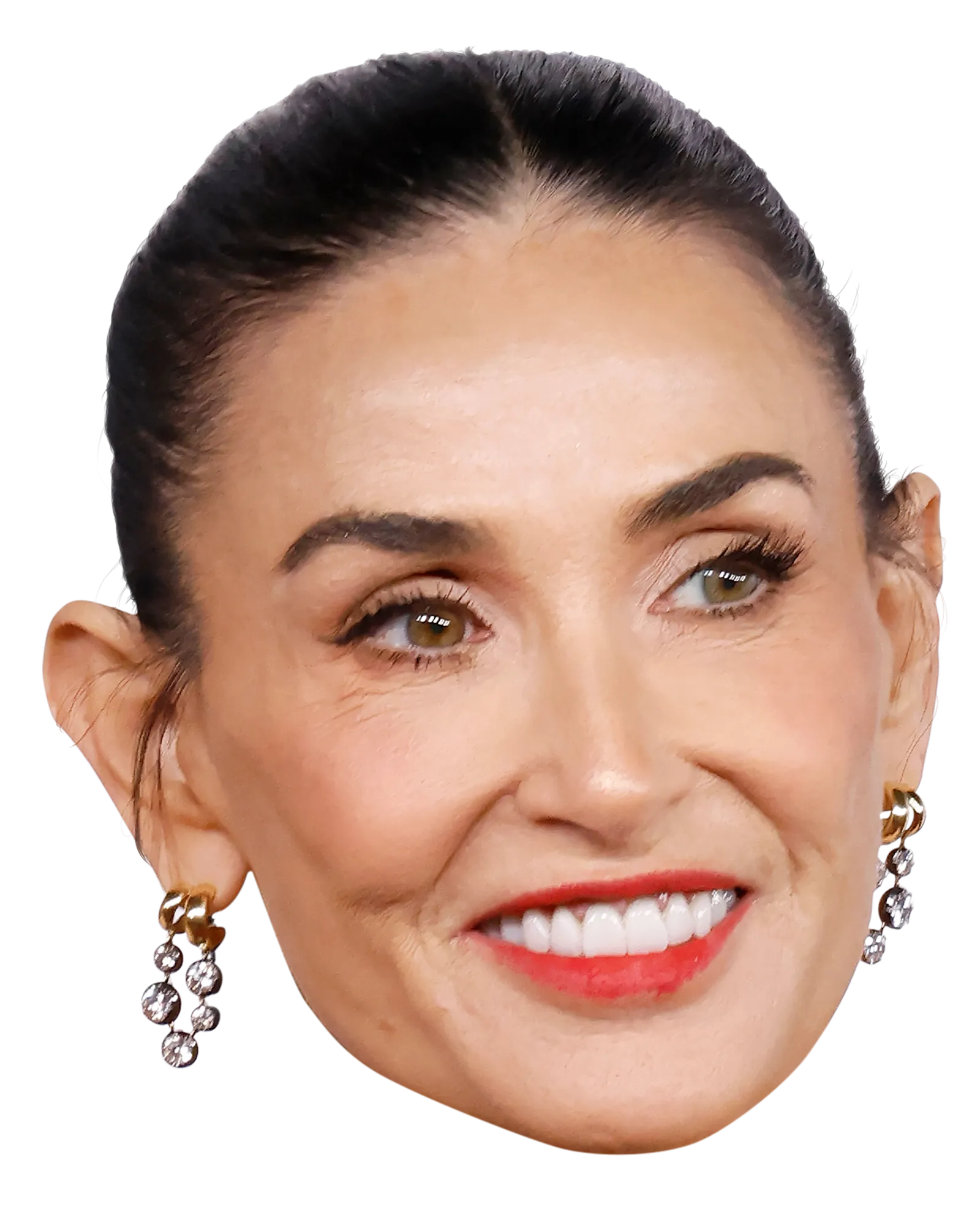 L'image peut contenir Demi Moore Accessoires Boucle d'oreille Bijoux Visage Tête heureuse Personne Sourire Adulte et photographie