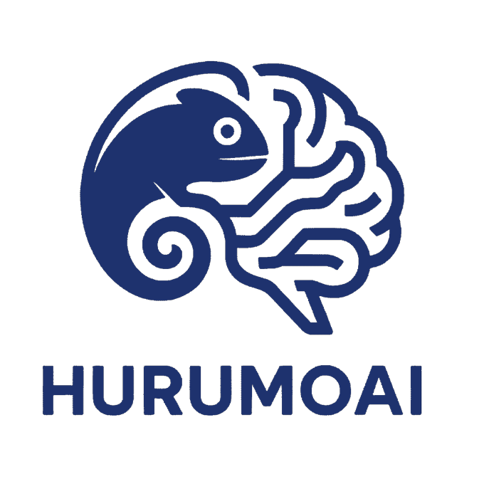Le logo avec un cerveau et un camélon pour Humuroai, logo pour une entreprise technologique gérée par des robots