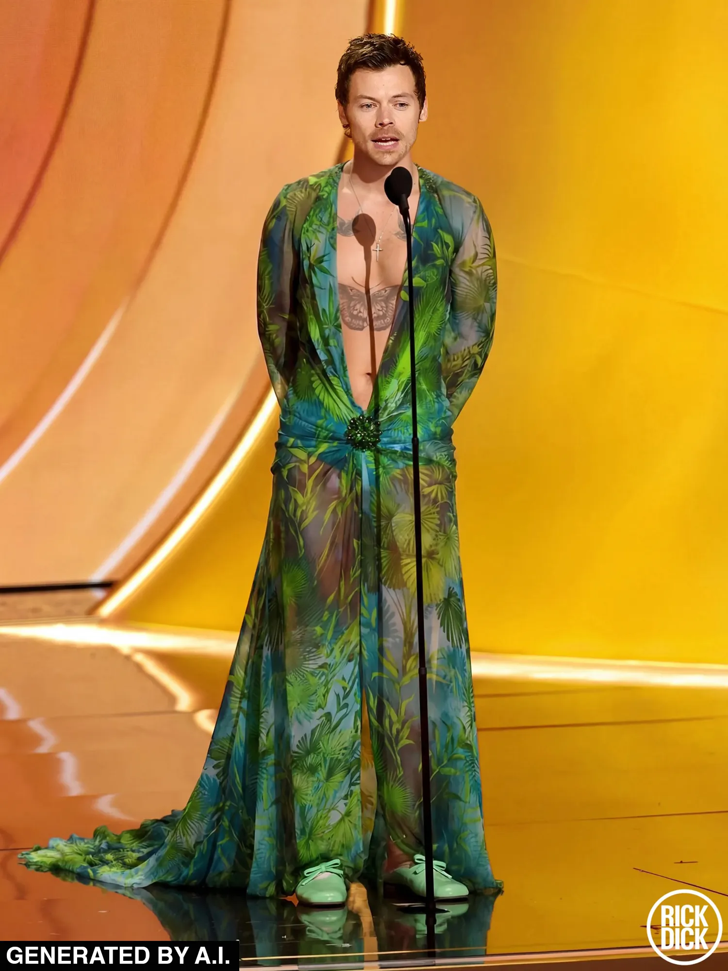 L'image peut contenir Harry Styles Interprète Personne Performance solo Mode Vêtements Robe Tenue de soirée et Adulte