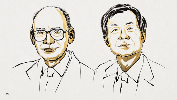 Un dessin animé composite d'Henri Kagan et Kenso Soai, tous deux de couleur beige et beige. 
