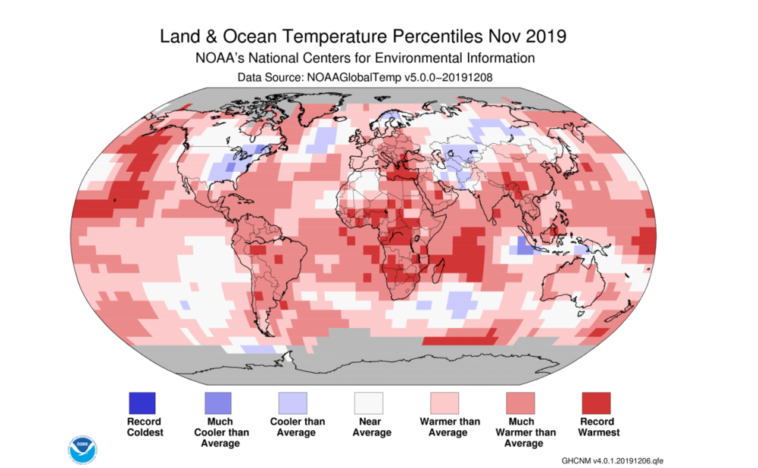 Novembre 2019, deuxième novembre le plus chaud enregistré depuis 140 ans Novembre 2019, deuxième novembre le plus chaud enregistré depuis 140 ans