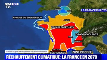 La carte de la France en 2070 si rien n'est fait contre le réchauffement climatique