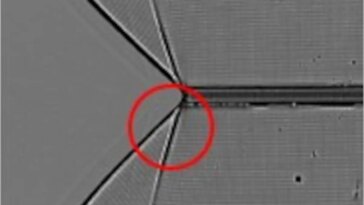 Snapshot of the Material Deformations Formed by a Single Rapidly Propagating Crack Moving Left to Right