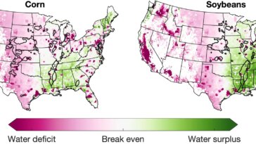 U.S. Map of Projected Change in Crop Irrigation Value for Corn and Soybeans by the Middle of the 21st Century