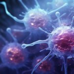 Démystifié : une étude ne révèle aucun lien entre les champignons communs et le cancer du pancréas Blue Purple Cancer Cells Illustration