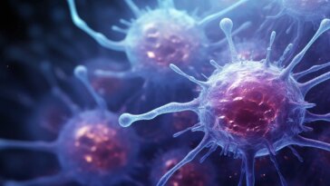 Blue Purple Cancer Cells Illustration