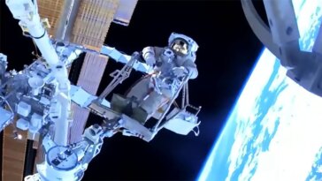 Cosmonaut Sergey Prokopyev Rides European Robotic Arm