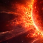 Triple impact : éruption solaire massive ressentie sur la Terre, la Lune et Mars Solar Flare Art