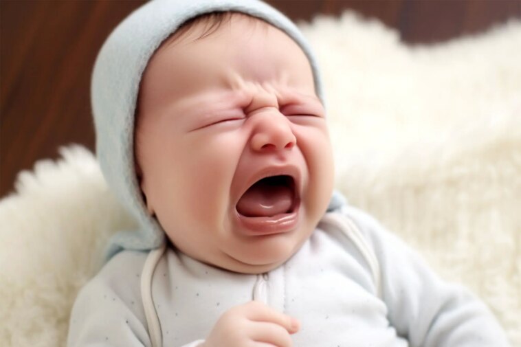 Newborn Infant Baby Crying Art Concept