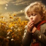 Girl Outside Flowers Allergies Concept Art