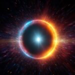 Interactions neutrino-photons : percer les mystères de la physique des particules Abstract Particle Physics Concept Art Illustration