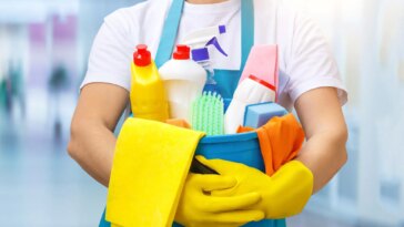 Man With Cleaning Products