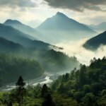 Clouds Mountains Trees Art