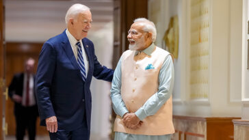 cc Office of the President of the United States, modified, https://commons.wikimedia.org/wiki/File:President_Biden_and_Prime_Minister_Modi_of_India_before_the_2023_G20_Summit.jpg