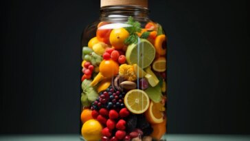 Fruit and Vegetable Bottle Art Concept