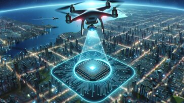 Drone Over City New Chip Art Concept