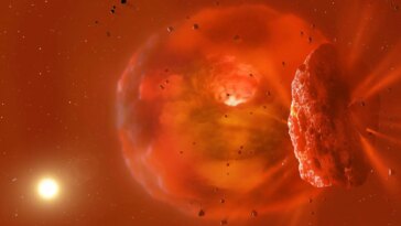Glowing Planetary Body Produced by a Planetary Collision