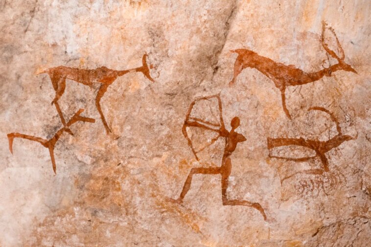 Cave Painting Hunters Art Concept