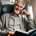 Happy Relaxed on Airplane Art Concept