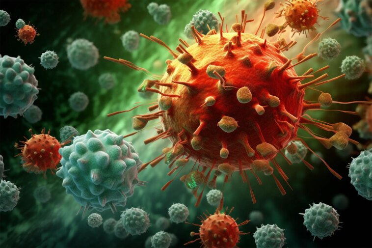 Double problème pour les tumeurs cancéreuses : la percée de l'immunothérapie à double action Cancer Immunotherapy Concept Art Illustration