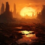 Extreme Heat City Ruins Art Concept