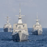 150722-N-MK881-015 SOUTH CHINA SEA (July 21, 2015) The Republic of Singapore Navy’s RSS Intrepid (69), right, RSS Supreme (73), center, and the Arleigh Burke-class guided missile destroyer USS Lassen (DDG 82), left, trail the littoral combat ship USS Fort Worth (LCS 3) during the underway phase of Cooperation Afloat Readiness and Training (CARAT) Singapore 2015. CARAT is an annual, bilateral exercise series with the U.S. Navy, U.S. Marine Corps and the armed forces of nine partner nations. (U.S. Navy photo by Mass Communication Specialist 2nd Class Joe Bishop/Released)