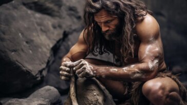 Caveman Stone Age Bone Tool Art Concept