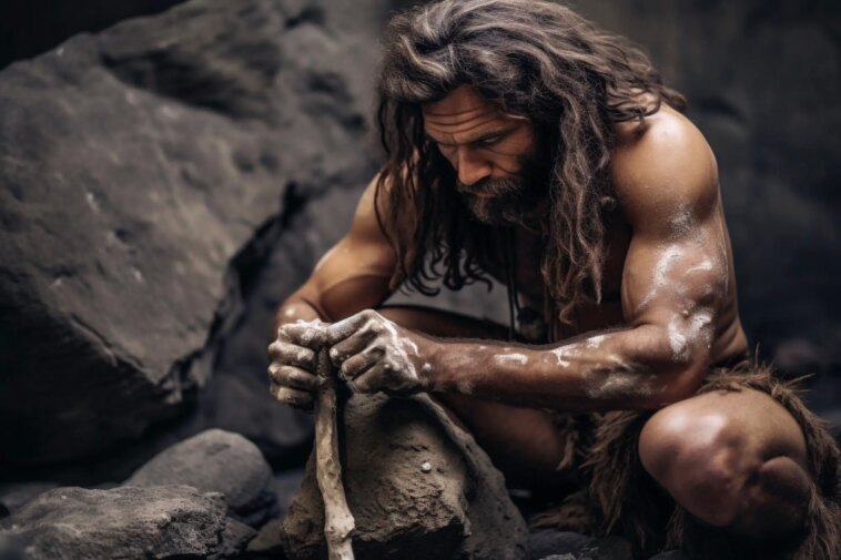 Caveman Stone Age Bone Tool Art Concept