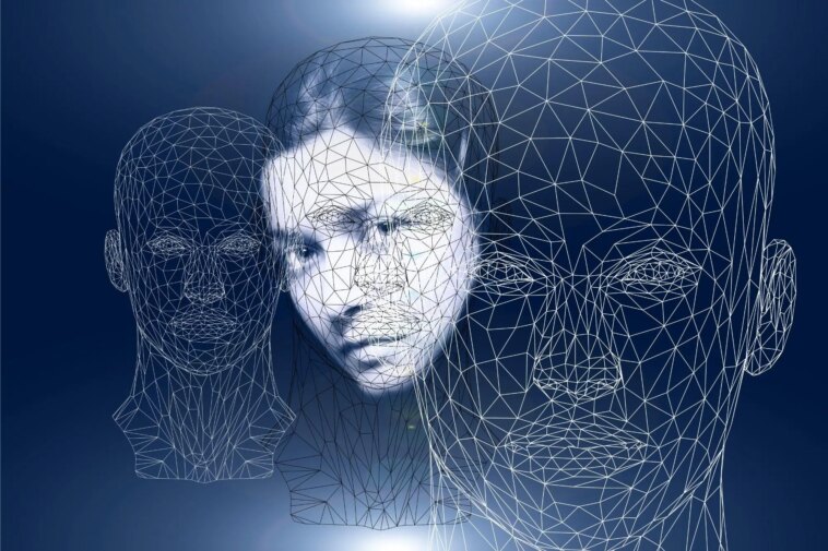 L'homme à la tête à l'envers : percer les secrets de la perception du visage humain Facial Recognition Wireframe