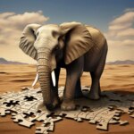 Puzzle Solving Elephant Art Concept
