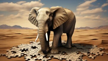 Puzzle Solving Elephant Art Concept