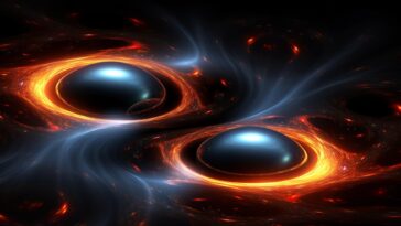 Black Hole Merger Gravitational Waves Concept Illustration