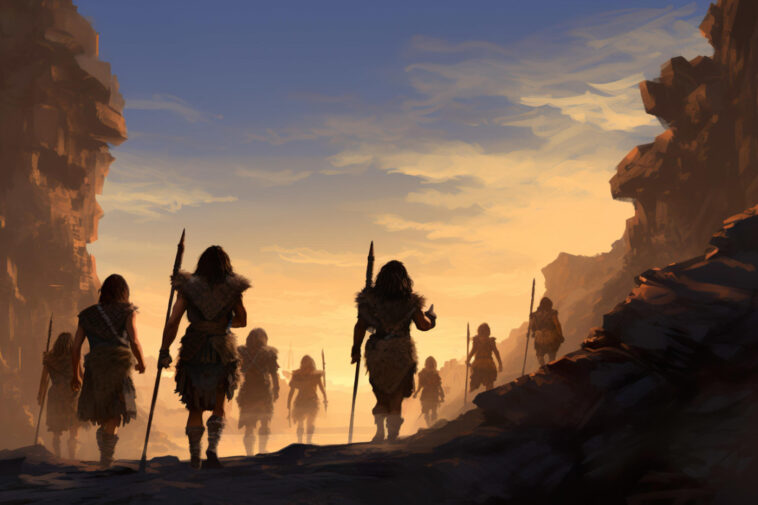 Révéler le mystère de l’ère glaciaire – Une nouvelle étude révèle des surprises concernant les premières migrations humaines Prehistoric Humans Walking