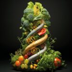 Variations génétiques et vibrations végétariennes : découvrir le lien entre l'ADN et le régime alimentaire Vegetable Genetics Art Concept