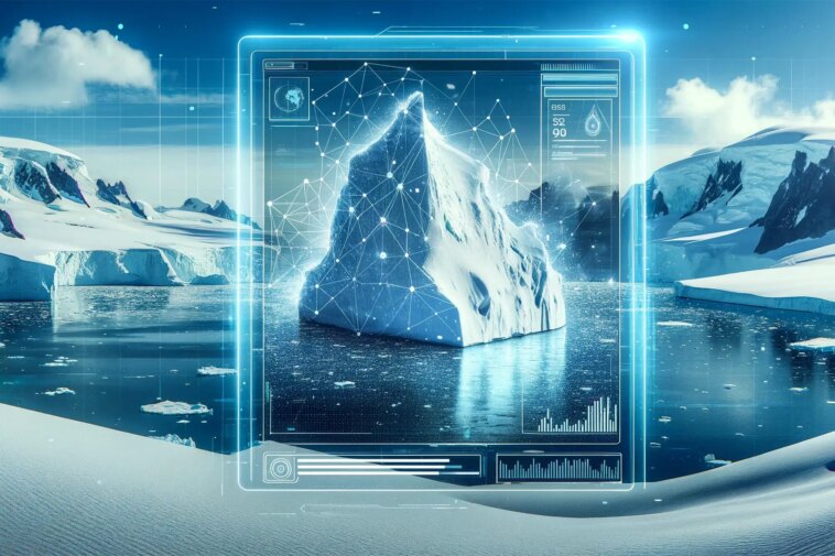 Cartographie des icebergs à la vitesse de l'éclair : l'IA est 10 000 fois plus rapide que les humains Analyzing Ice Bergs Art Concept