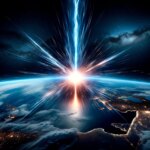 Cosmic Ray Strikes Earth Concept Illustration