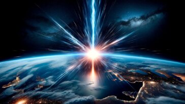 Cosmic Ray Strikes Earth Concept Illustration