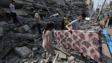 cc Palestinian News & Information Agency (Wafa) in contract with APAimages, modified, https://commons.wikimedia.org/w/index.php?title=Special:Search&limit=500&offset=0&ns0=1&ns6=1&ns12=1&ns14=1&ns100=1&ns106=1&sort=last_edit_desc&search=gaza+city+filetype%3Abitmap&sort=last_edit_desc&advancedSearch-current={%22fields%22:{%22filetype%22:%22bitmap%22}}#/media/File:Damage_in_Gaza_Strip_during_the_October_2023_-_13.jpg