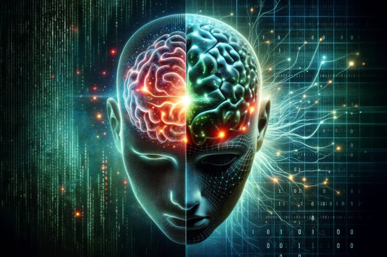 La percée cérébrale du MIT : décoder comment l'apprentissage humain reflète la formation des modèles d'IA Brain Computational Model Art Concept