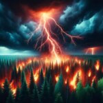 Lightning Igniting Forest Fire Art Concept