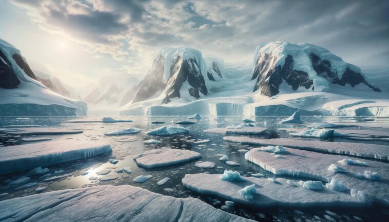 Antarctic Ice Melt Climate Change Illustration