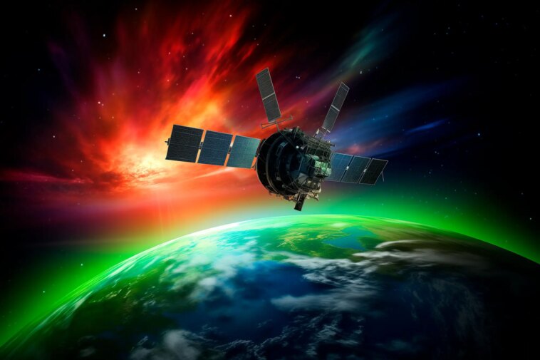 Geomagnetic Storm Satellite Communications Art Concept