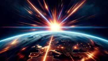 Cosmic Ray Strikes Earth Art Concept