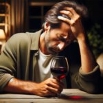 Red Wine Headache Art Concept