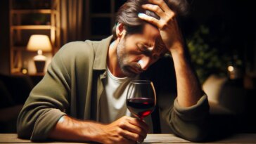 Red Wine Headache Art Concept